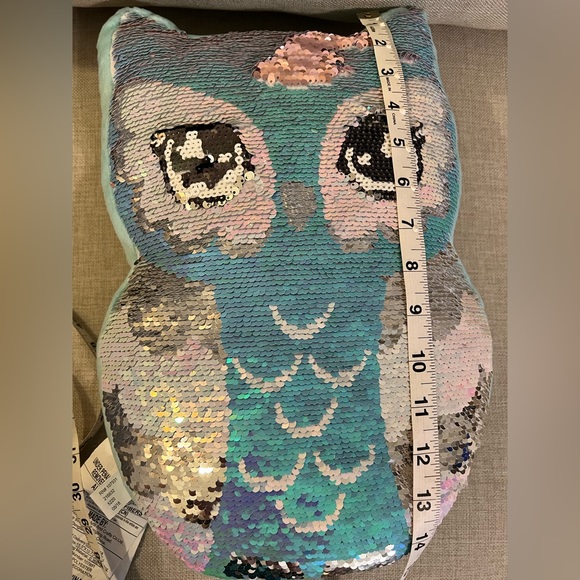 Justice reversible sequins owl pillow. Excellent condition. - Picture 7 of 8